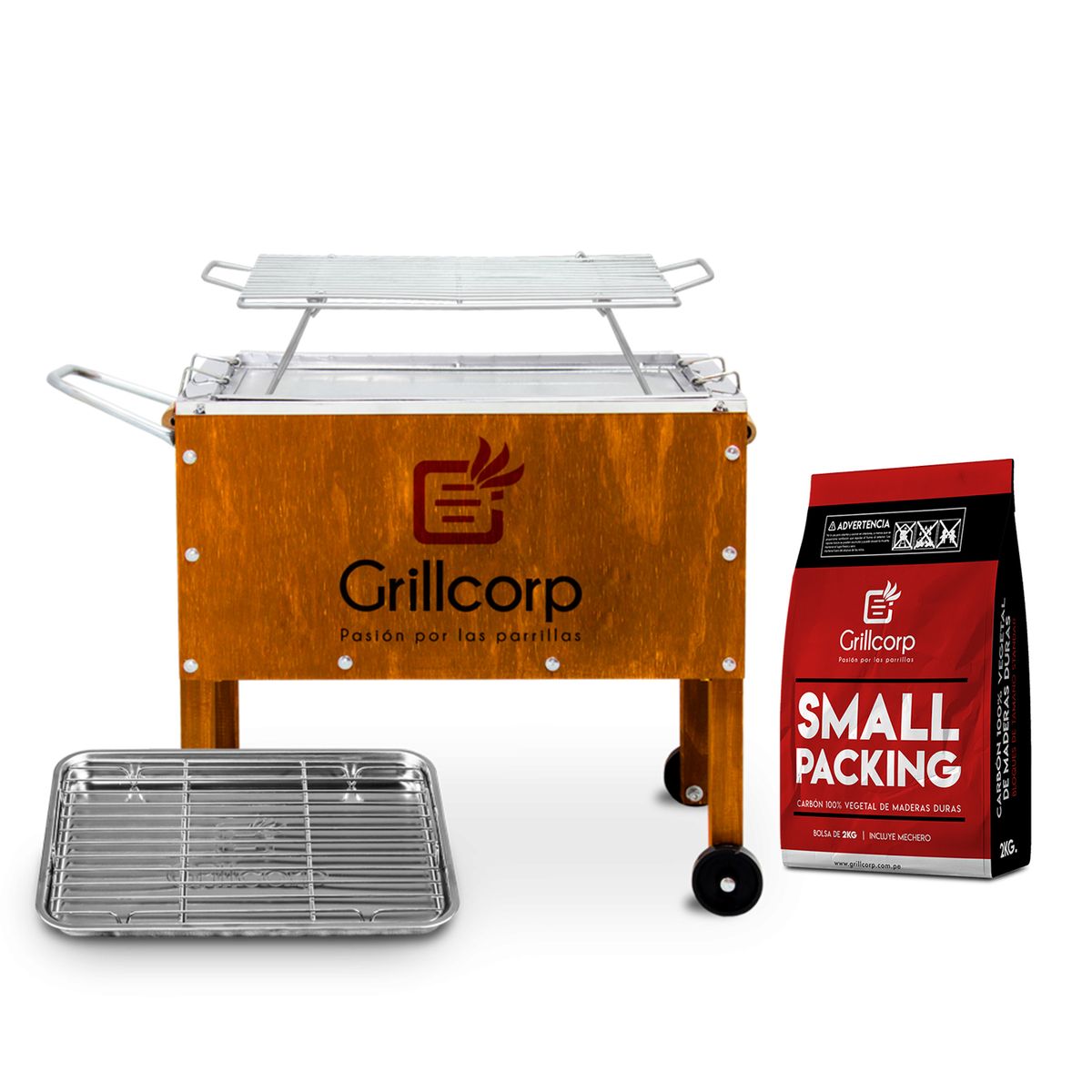 GRILLCORP - Caja china Junior  Parr Varillas Inoxidables  Carbón 2kg