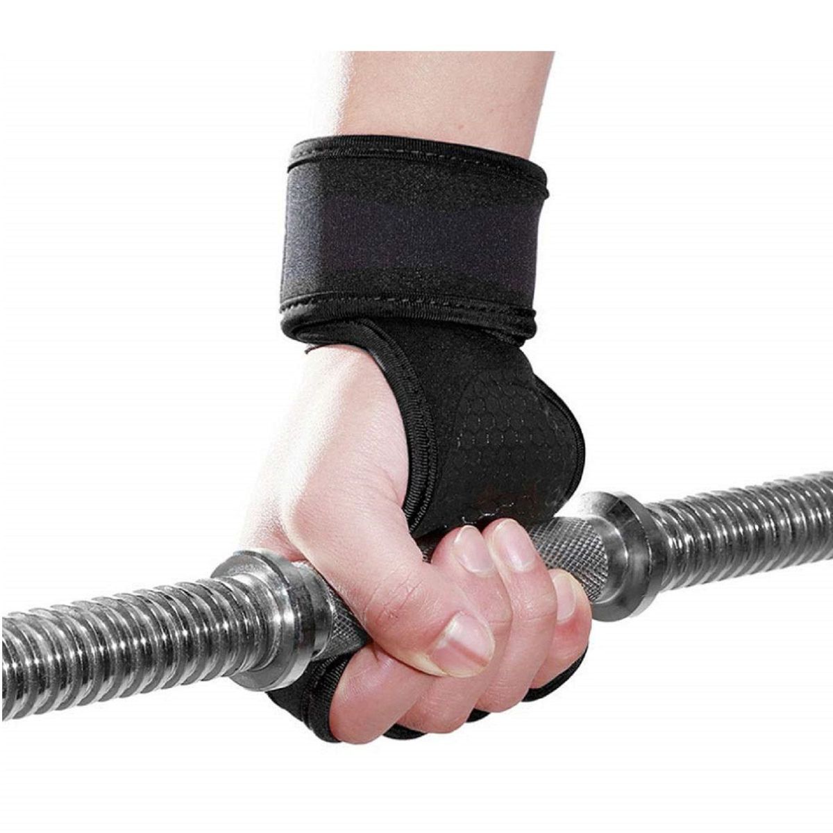 ALPHA GYM - Calleras de gimnasia palma antideslizante con muñequera - L