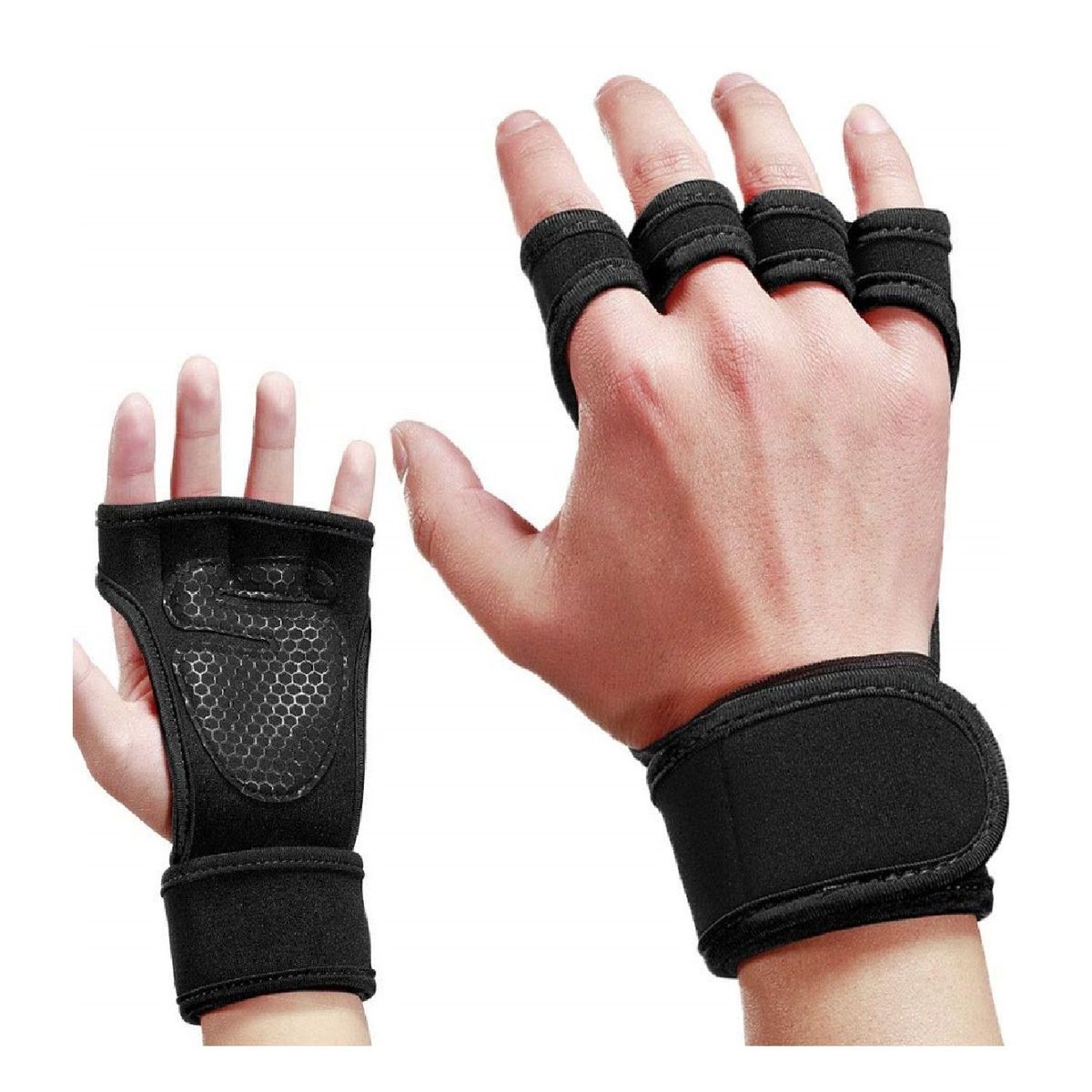 ALPHA GYM - Calleras de gimnasia palma antideslizante con muñequera - XL