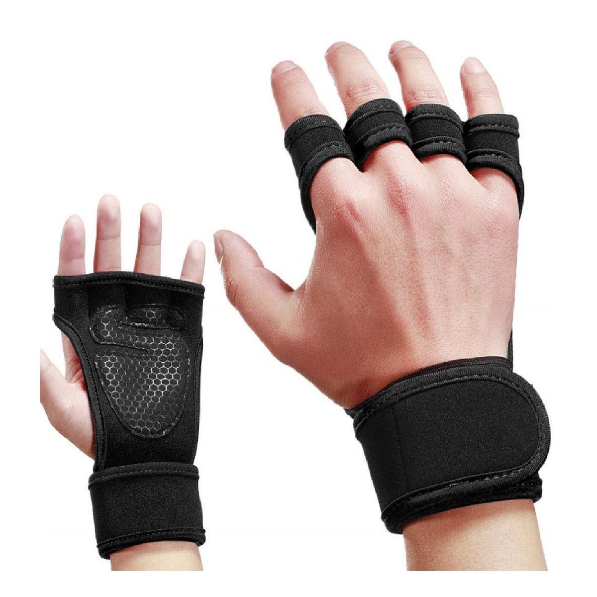 ALPHA GYM - Calleras de gimnasia palma antideslizante con muñequera - XL