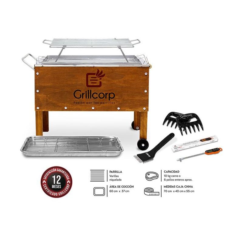 GRILLCORP - Caja China Mediana  Varillas Inoxidable  Brush  Tp01  Garras
