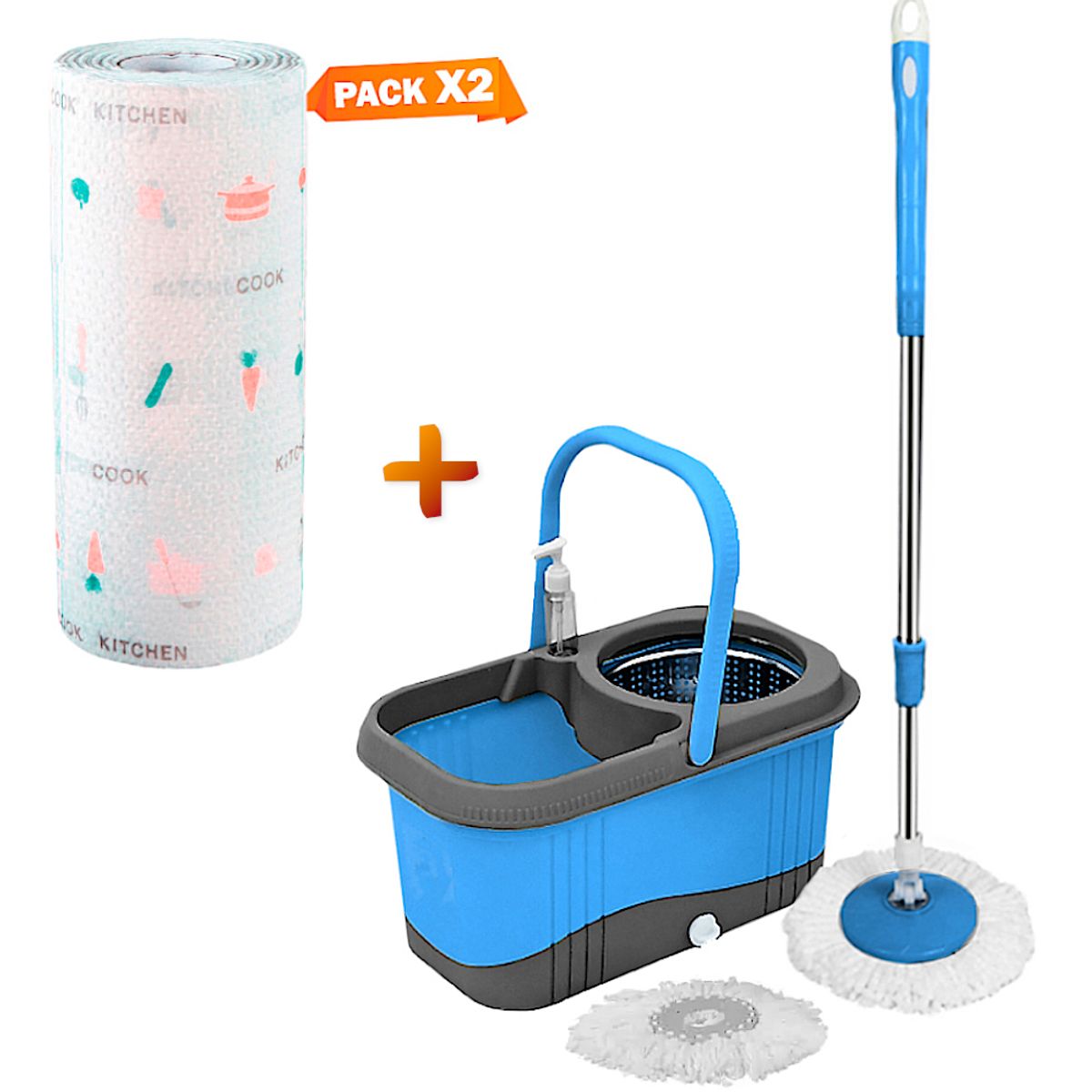 SASHIJA - Balde Trapeador Dispensador CL Y Papel Toalla ReutilizableX2