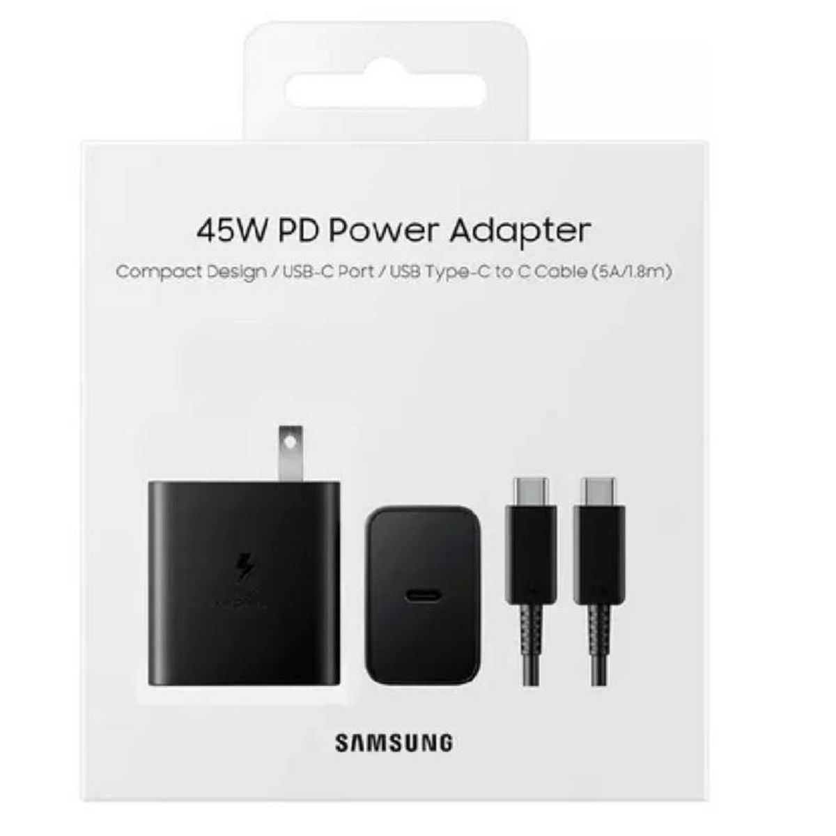 SAMSUNG - CARGADOR SAMSUNG DE 45W USB-C CON CABLE 1.8M  -NEGRO