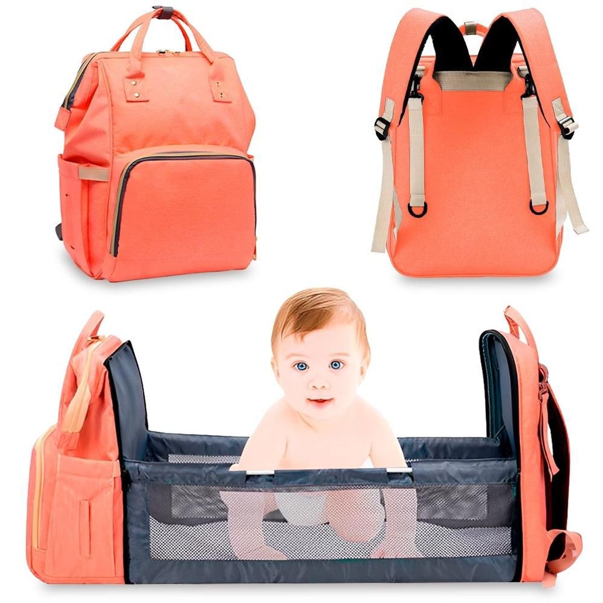 MINARI - Pañalera Mochila con Cambiador Convertible Coral P59