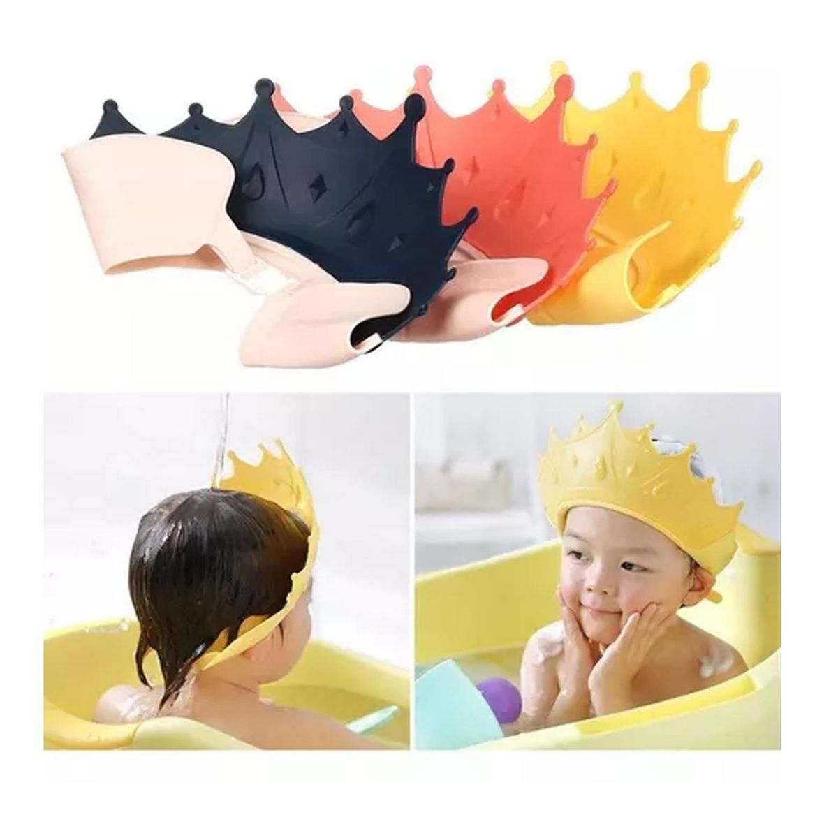 JP SOPORTECOM - Gorra de Baño Ducha para Bebes Ajustable Corona Aleatorio