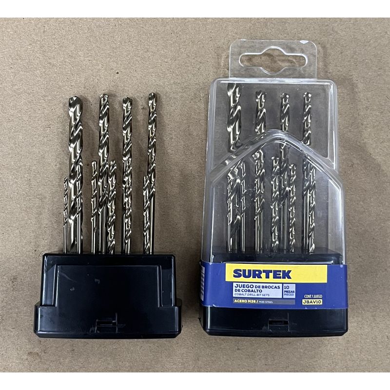 SURTEK - JUEGO DE 10 BROCAS DE ACERO DE ALTA VELOCIDAD CON COBALTO - SURTJBAV10