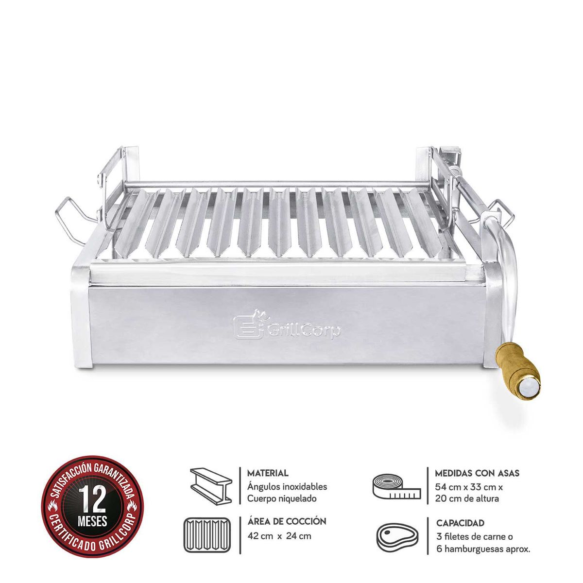 GRILLCORP - Parrilla Junior con Sistema de Levante Mixta