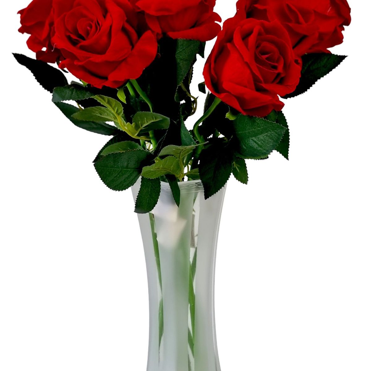 GENERICO - Florero Hexagonal de Vidrio Esmerilado Lineal - 32 x 10.5 cm