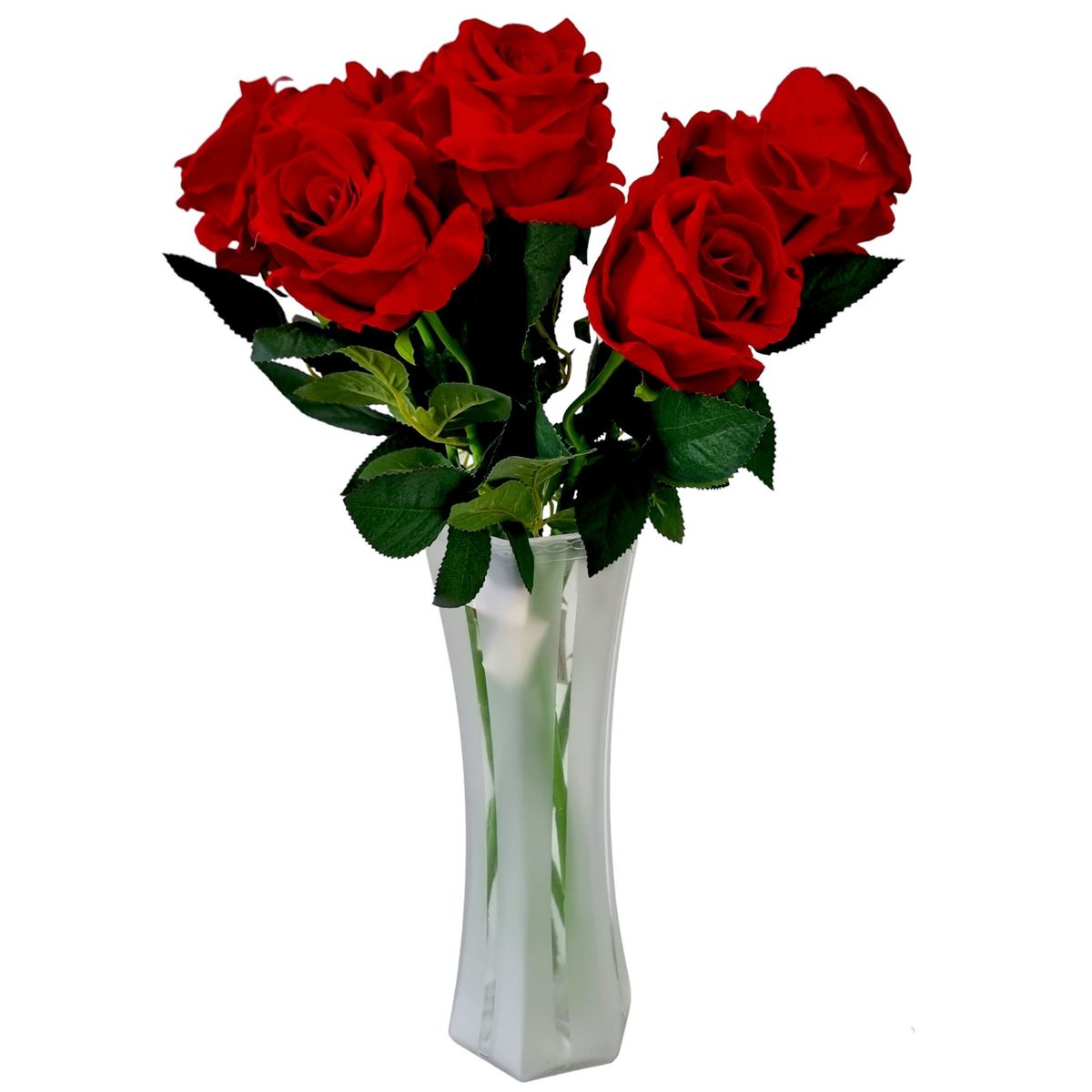 GENERICO - Florero Hexagonal de Vidrio Esmerilado Lineal - 32 x 10.5 cm