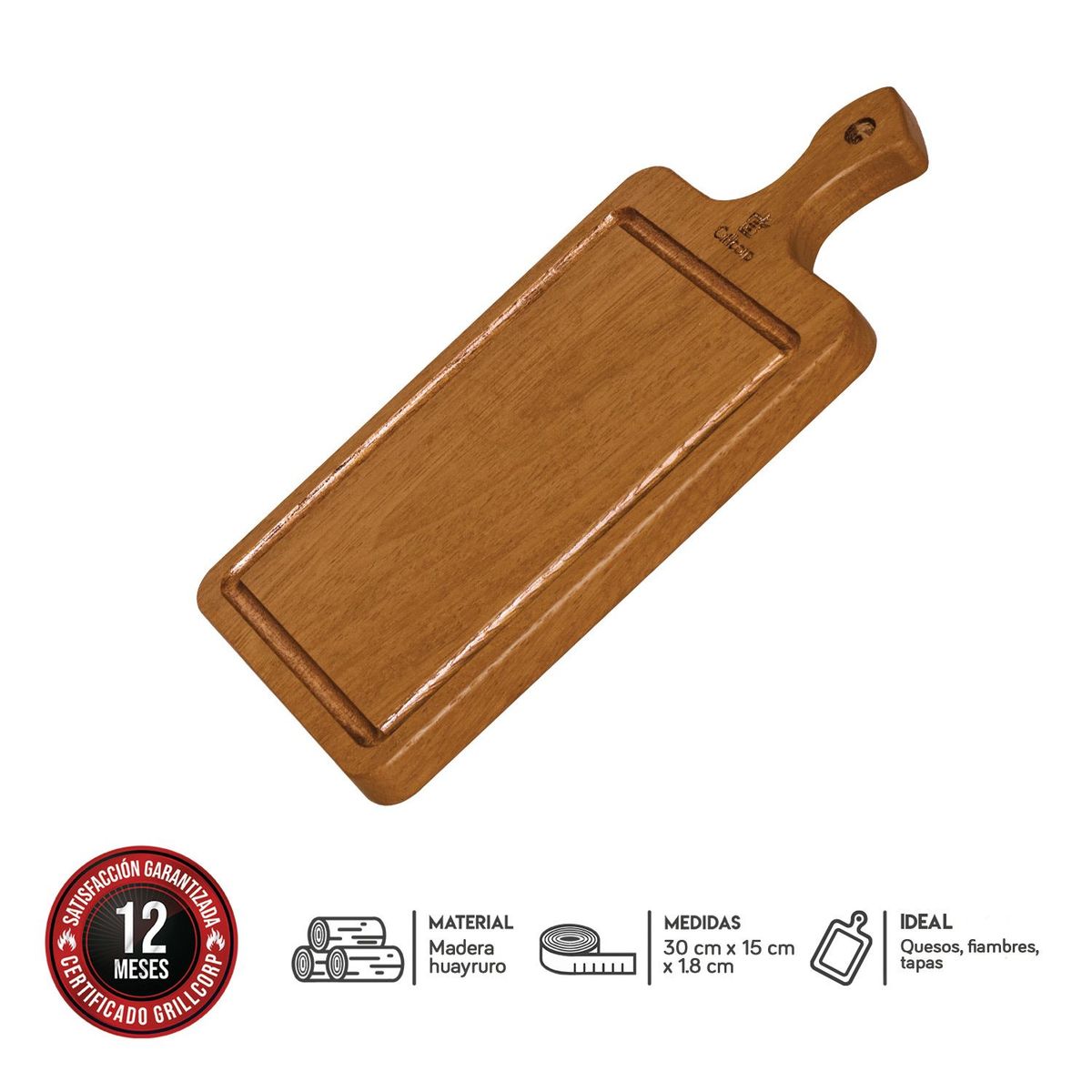 GRILLCORP - Tabla Chica con Mango para Quesos