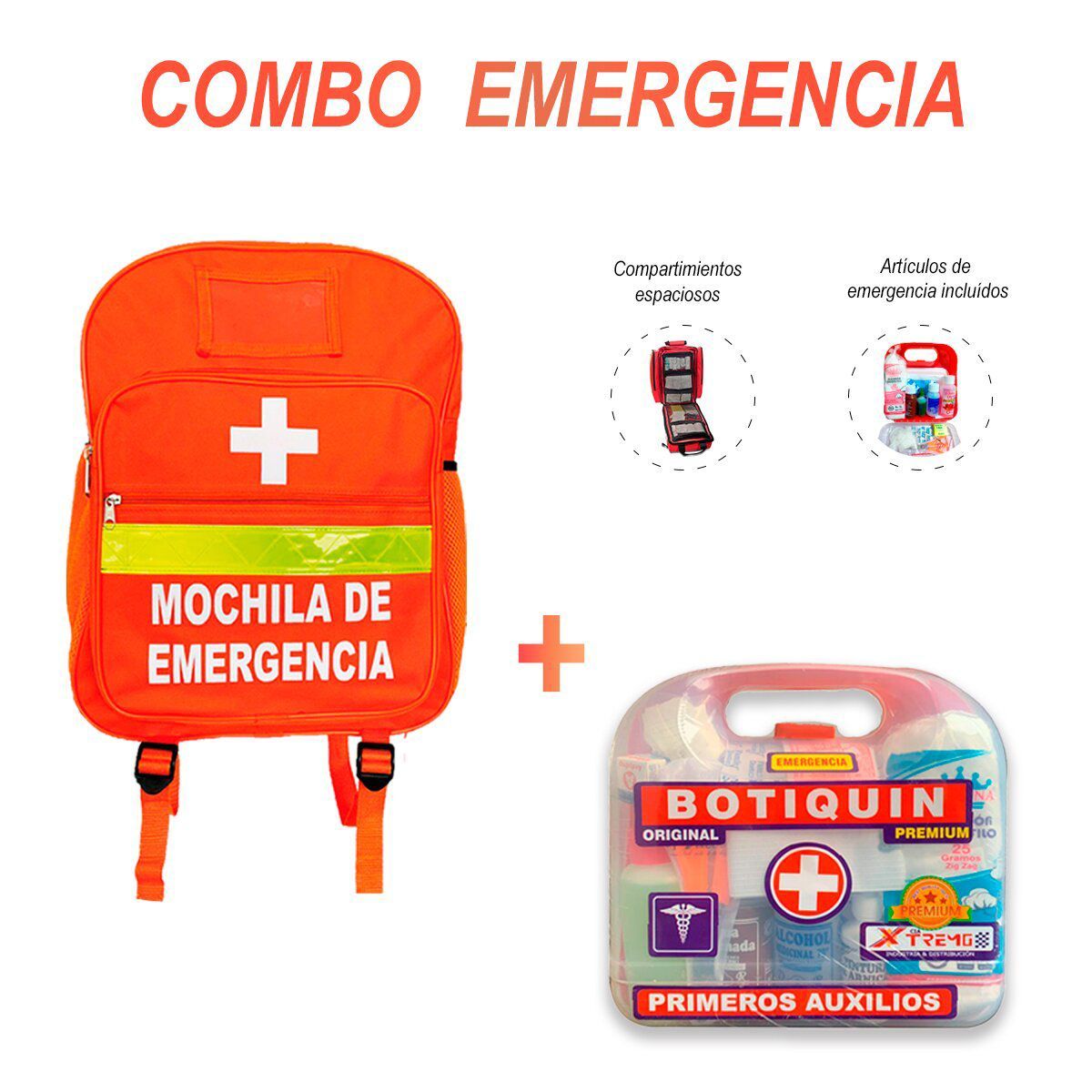 GENERICO - Mochila de Emergencia Naranja  Botiquín
