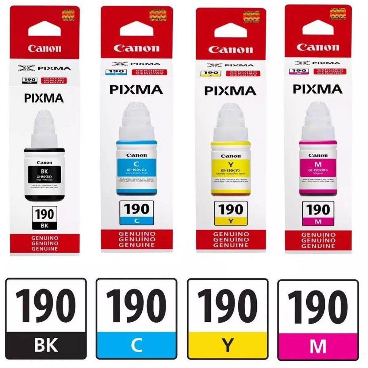 CANON - Pack Tinta Canon GI-190 COLORES y NEGRO para G3100 G3110 G4110 G4111