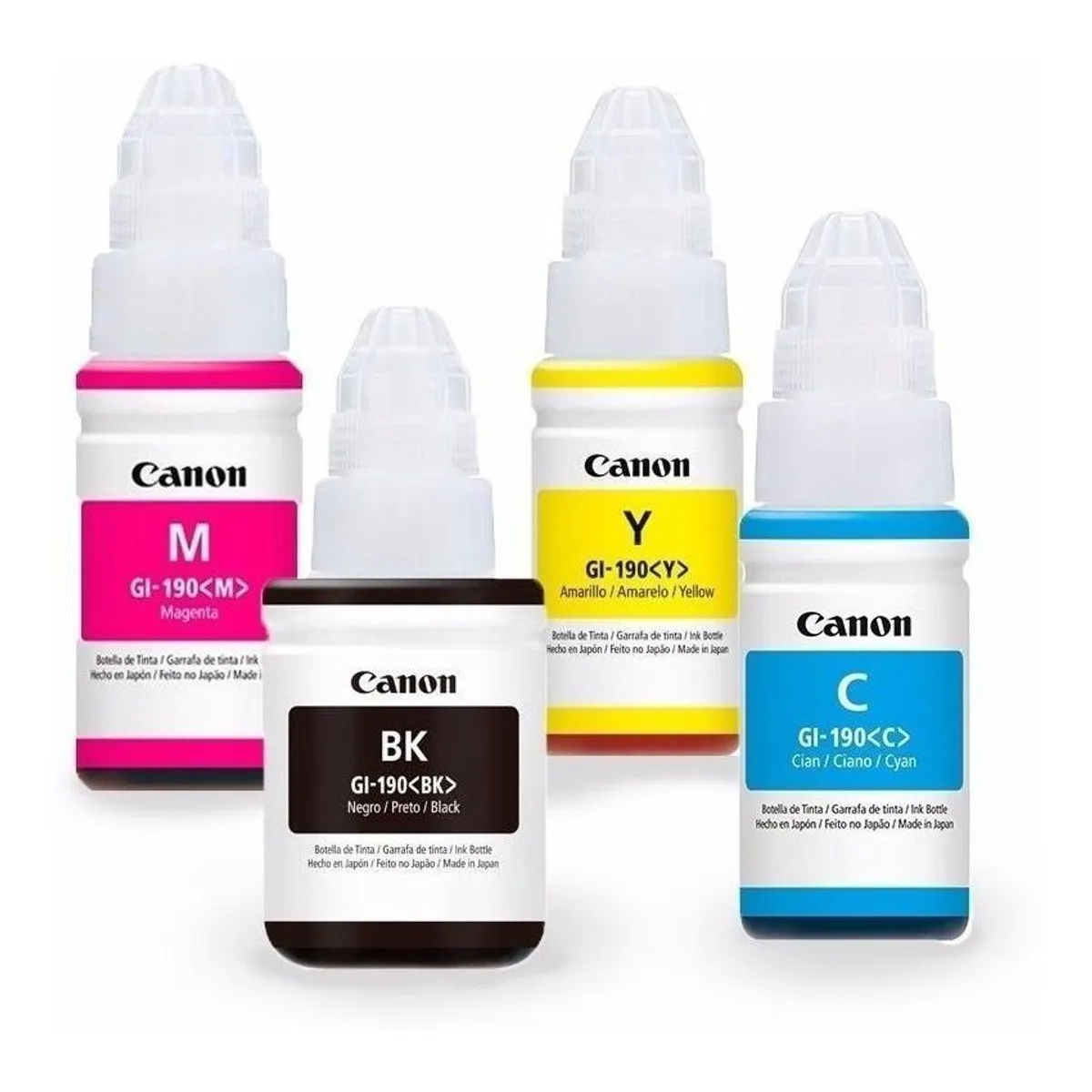 CANON - Pack Tinta Canon GI-190 COLORES y NEGRO para G3100 G3110 G4110 G4111