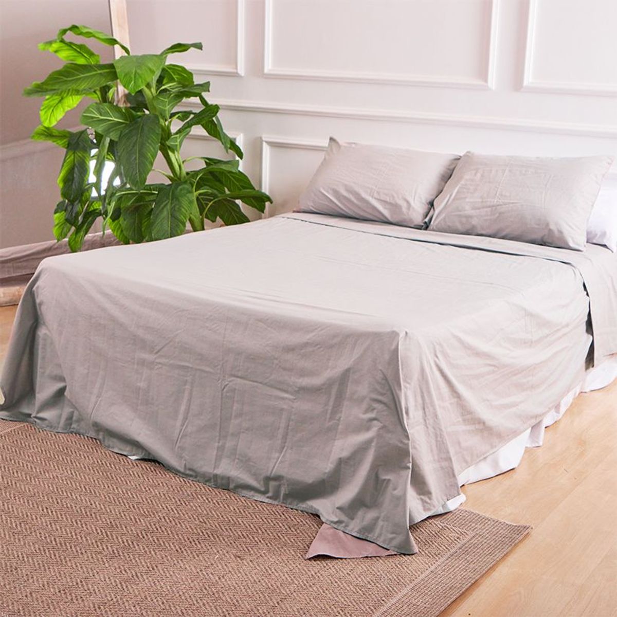 SUIT THE BED - Juego De Sábanas Algodón Pima - 1 Plaza - 150 Hilos - Plomo