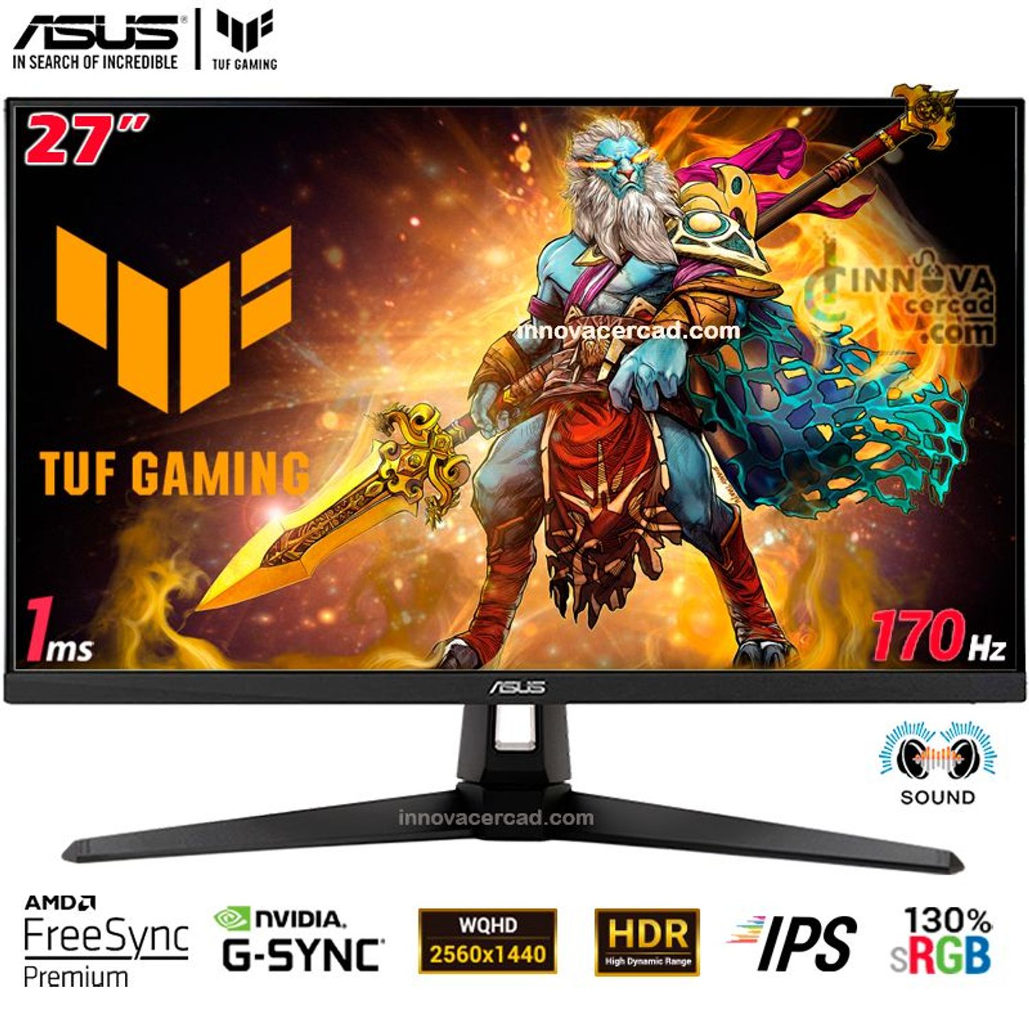 Asus Vg27aq1a Asus Vg27a Monitor Asus Tuf Gaming Vg27aq Vg27aq - Main Image