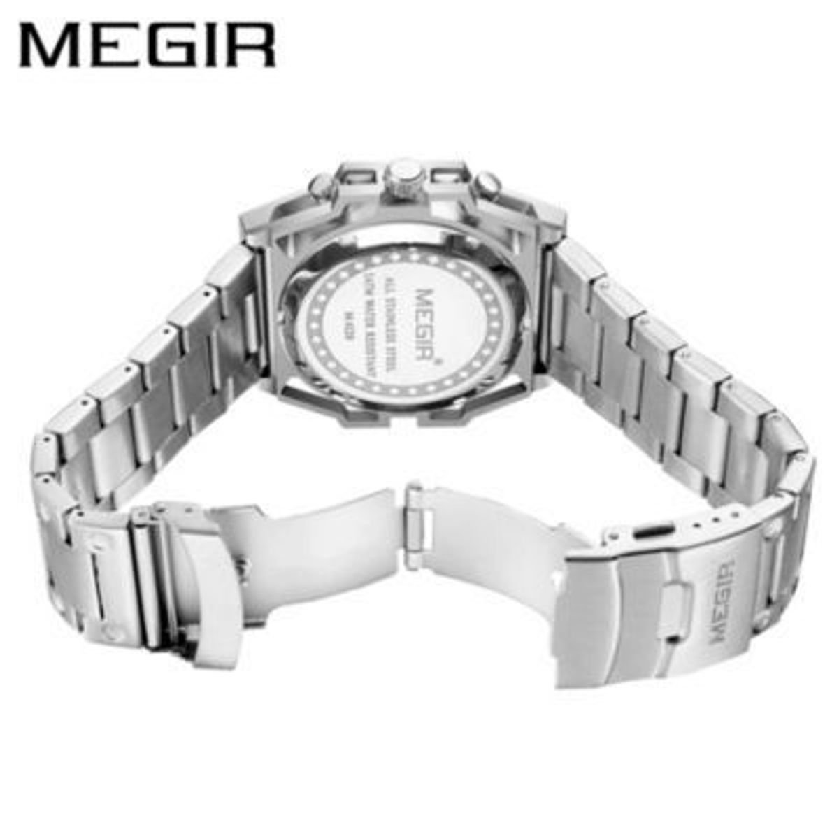 MEGIR - Reloj Megir Acero Plateado y Azul MEG-56