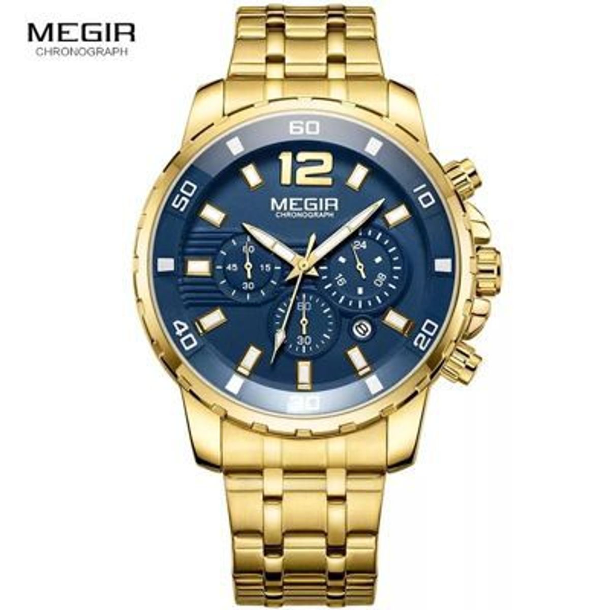 MEGIR - Reloj Megir Acero Dorado y Azul MEG-45_.
