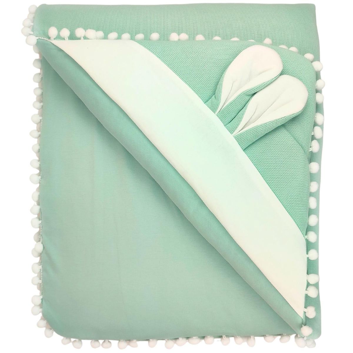 BABY MERINOS - Colcha Bebe Punto ingles acolchada - Orejitas - Verde