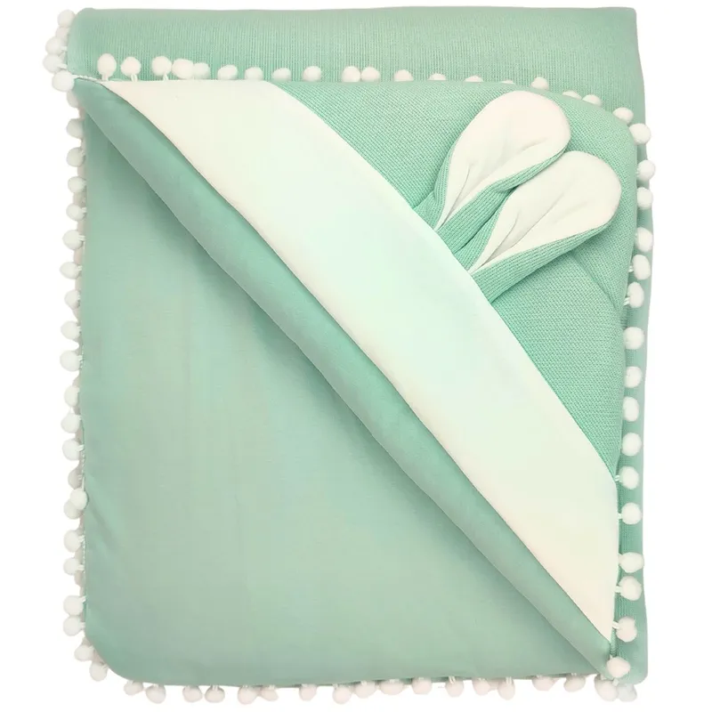 BABY MERINOS - Colcha Bebe Punto ingles acolchada - Orejitas - Verde