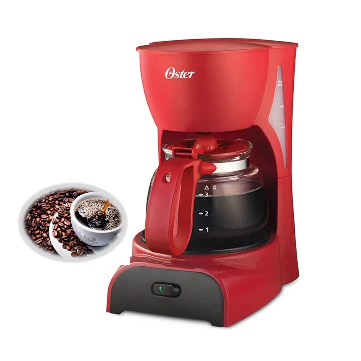 OSTER - Cafetera Oster 4 Tazas Roja BVSTDCDR5R