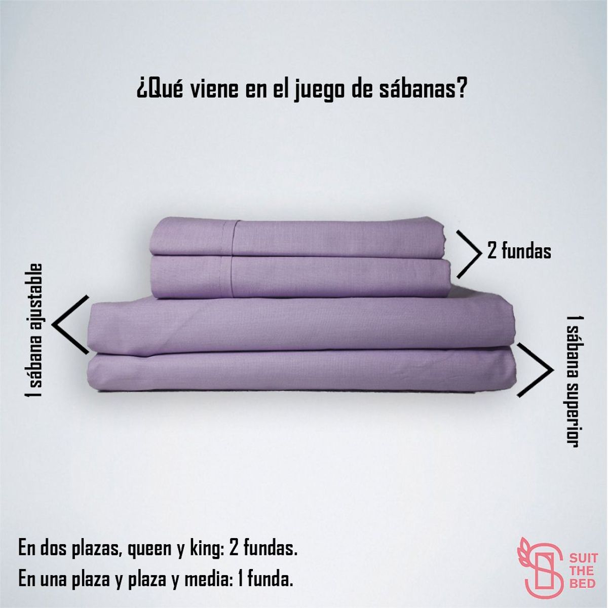 SUIT THE BED - Juego De Sábanas Algodón Pima - King - 150 Hilos - Lila