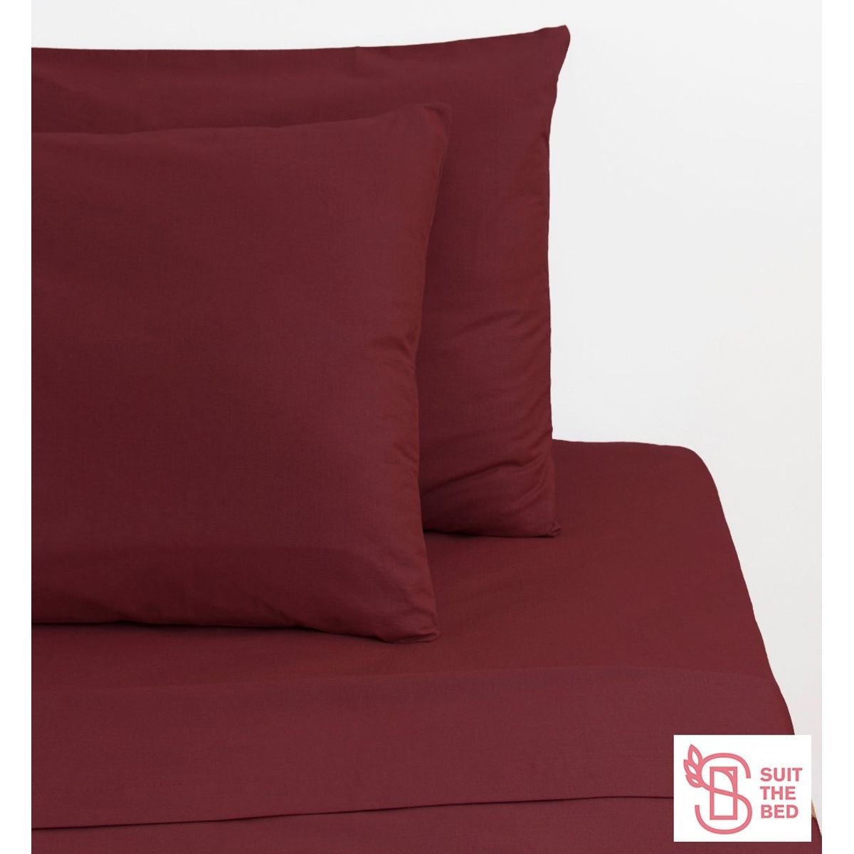 SUIT THE BED - Juego De Sábanas Algodón Pima - 1 Plaza - 150 Hilos - Guinda