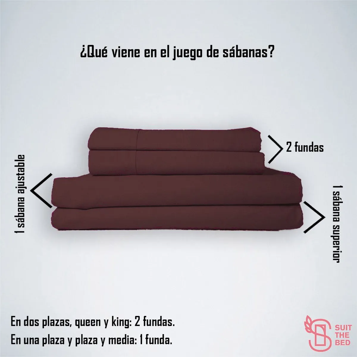 SUIT THE BED - Juego De Sábanas Algodón Pima - King - 150 Hilos - Guinda