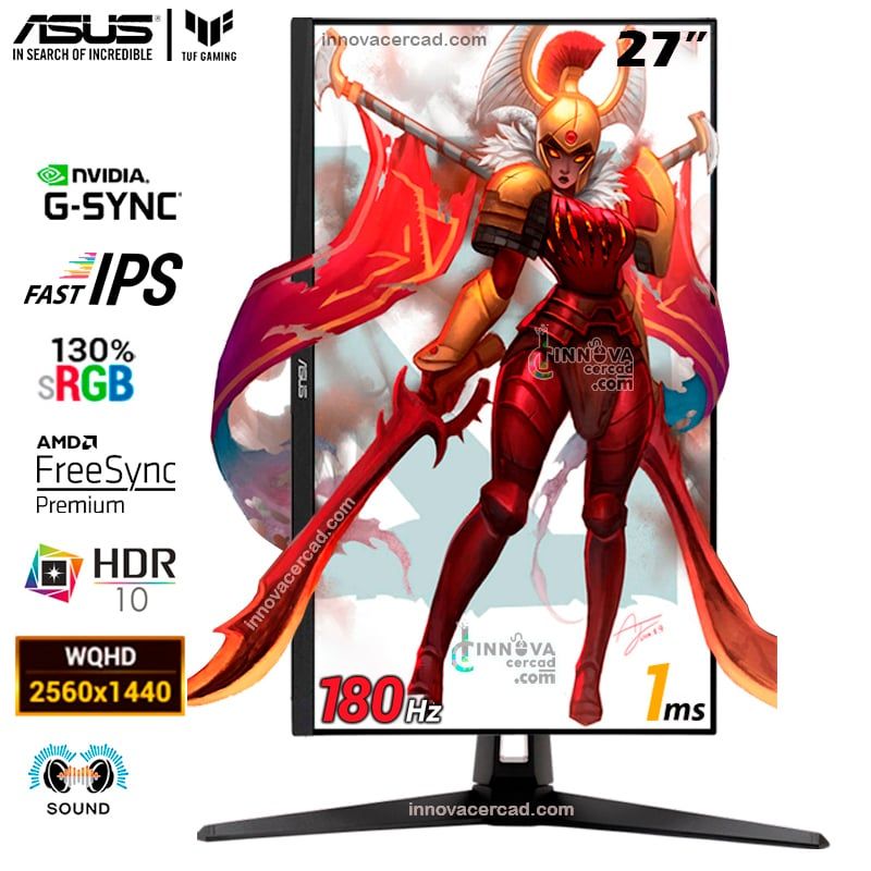 ASUS - Monitor Asus TUF Gaming VG27AQ1A 27 WQHD, IPS, HDR, 180Hz, 1ms,G-SYNC