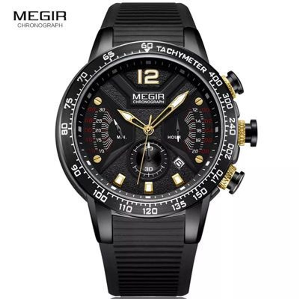 MEGIR - Reloj Megir Acero Negro y Silicona Negro MEG-13