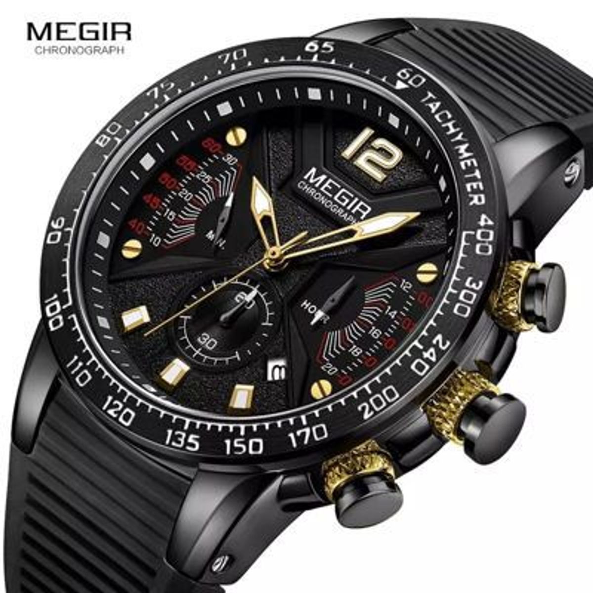 MEGIR - Reloj Megir Acero Negro y Silicona Negro MEG-13