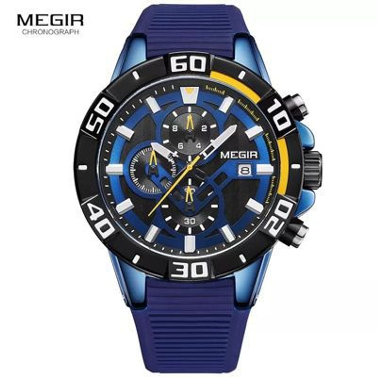 MEGIR - Reloj Megir Acero Azul Negro y Silicona Azul MEG-11