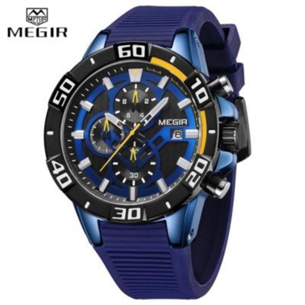 MEGIR - Reloj Megir Acero Azul Negro y Silicona Azul MEG-11