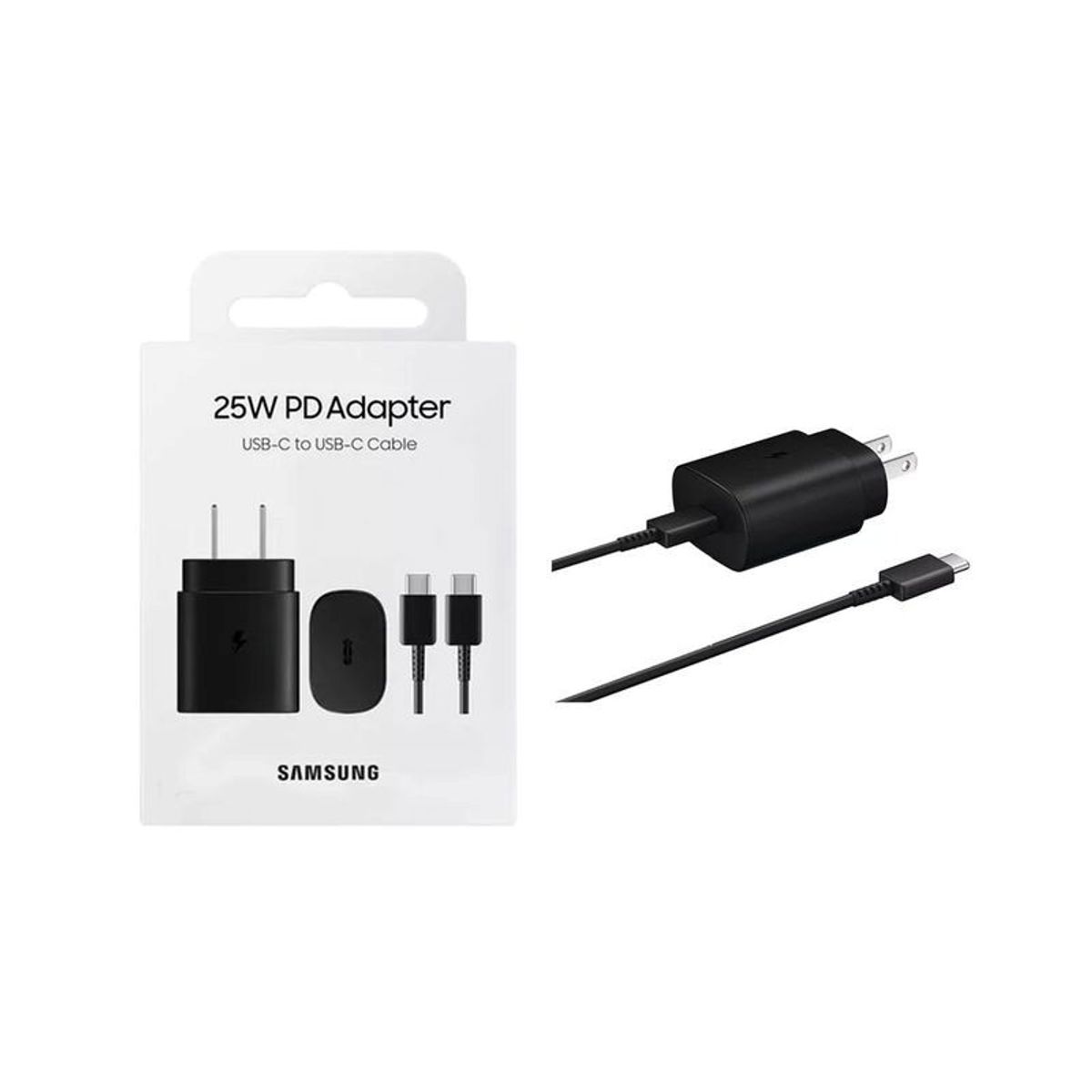 SAMSUNG - Cargador 25W Samsung USB C de Carga Rápida Original - NEGRO