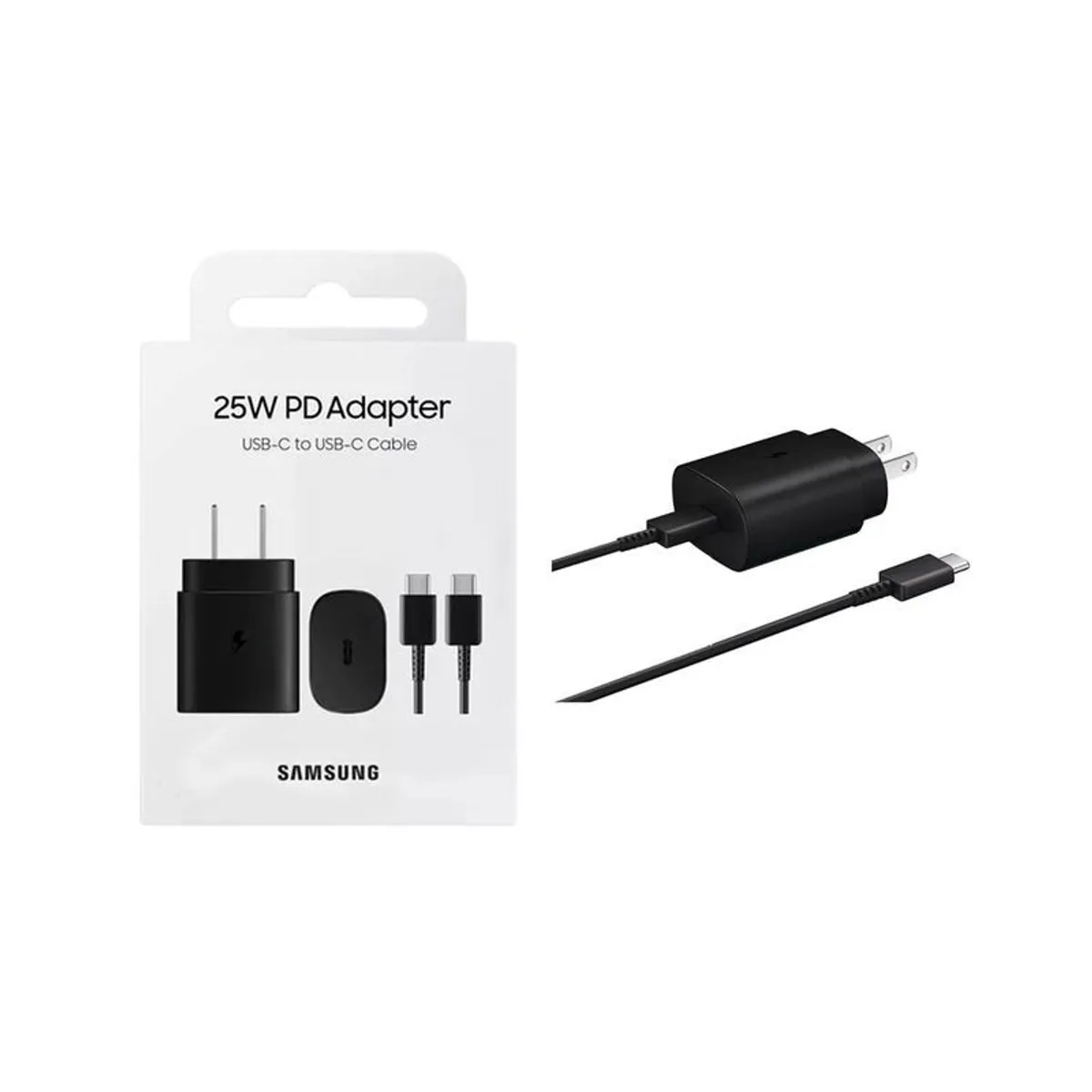 SAMSUNG - Cargador 25W Samsung USB C de Carga Rápida Original - NEGRO