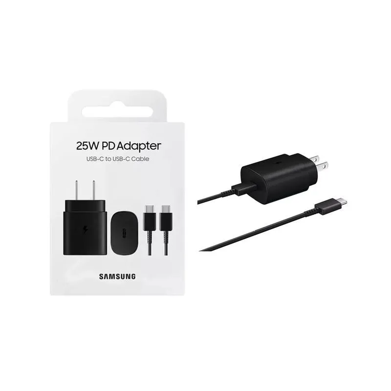 SAMSUNG - Cargador 25W Samsung USB C de Carga Rápida Original - NEGRO