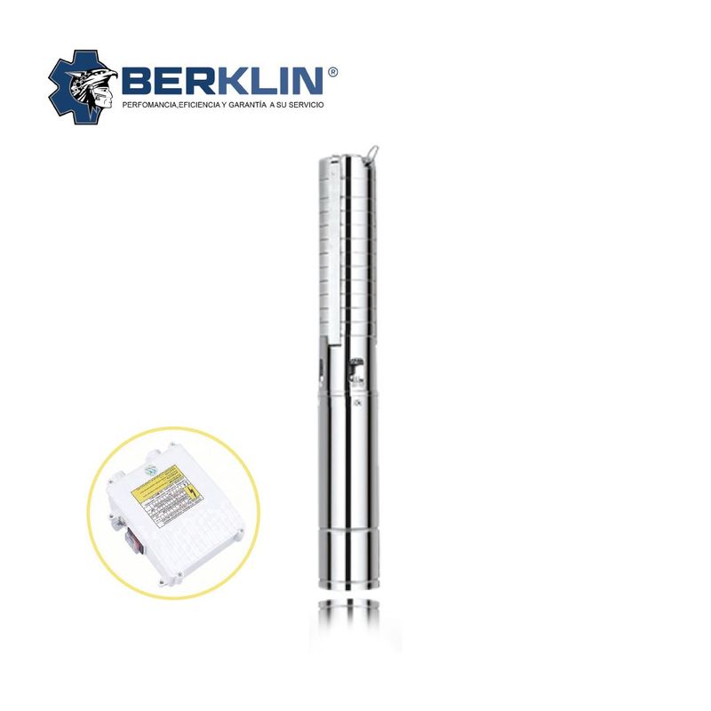 BERKLIN - BOMBA SUMERGIBLE PARA POZO PROFUNDO DE 2 HP 220V - 2¨ ACERO