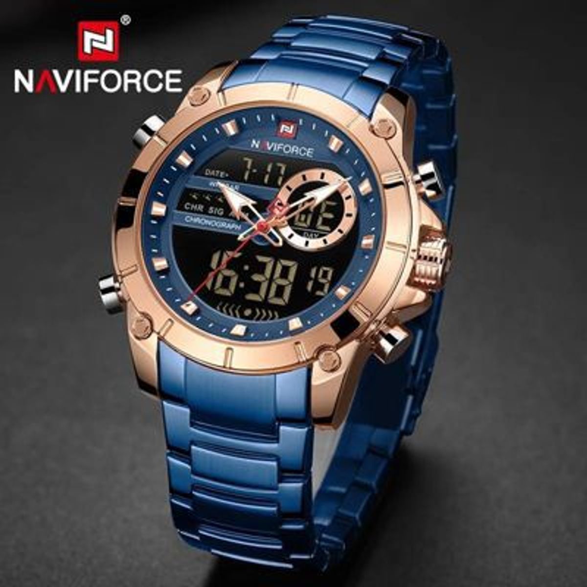 NAVIFORCE - Reloj Naviforce Acero Oro Rosa Azul NAV-79