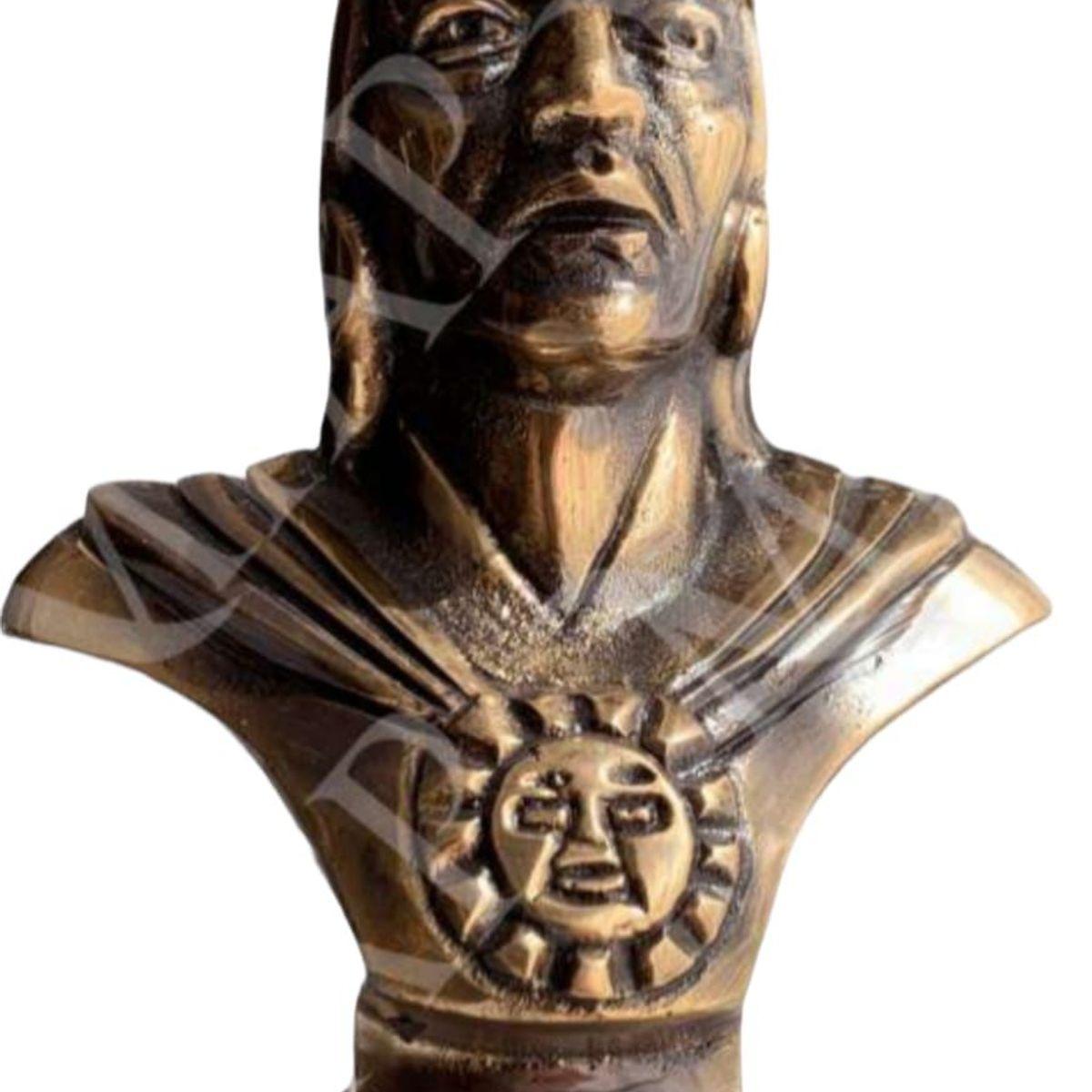 PERU - Adorno, Decorativo o busto de bronce del Inca Pachacutec de 19 cm