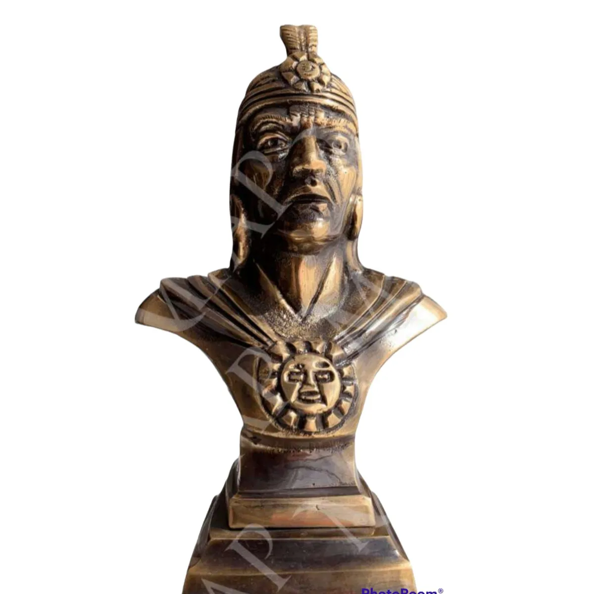 PERU - Adorno, Decorativo o busto de bronce del Inca Pachacutec de 19 cm