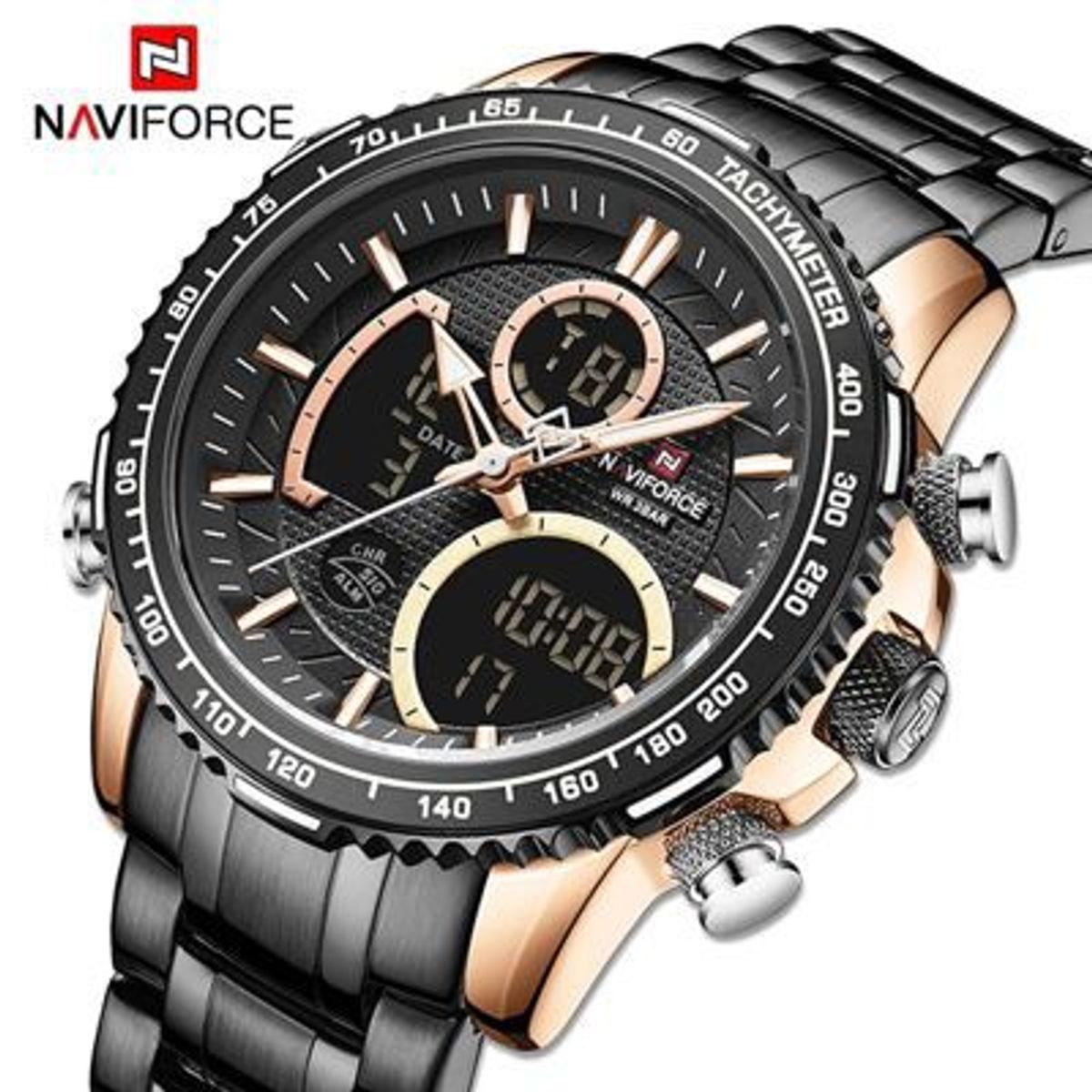 NAVIFORCE - Reloj Naviforce Acero Oro Rosa y Negro NAV-55