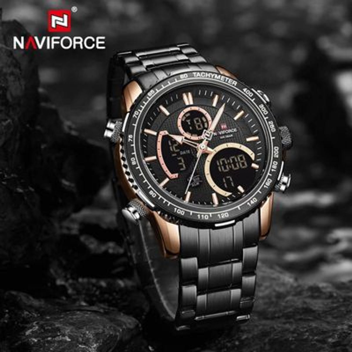 NAVIFORCE - Reloj Naviforce Acero Oro Rosa y Negro NAV-55