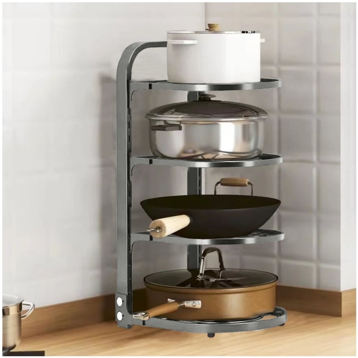 MINARI - Estante Organizador de Ollas Sartenes Tapas Ajustable para Cocina H41