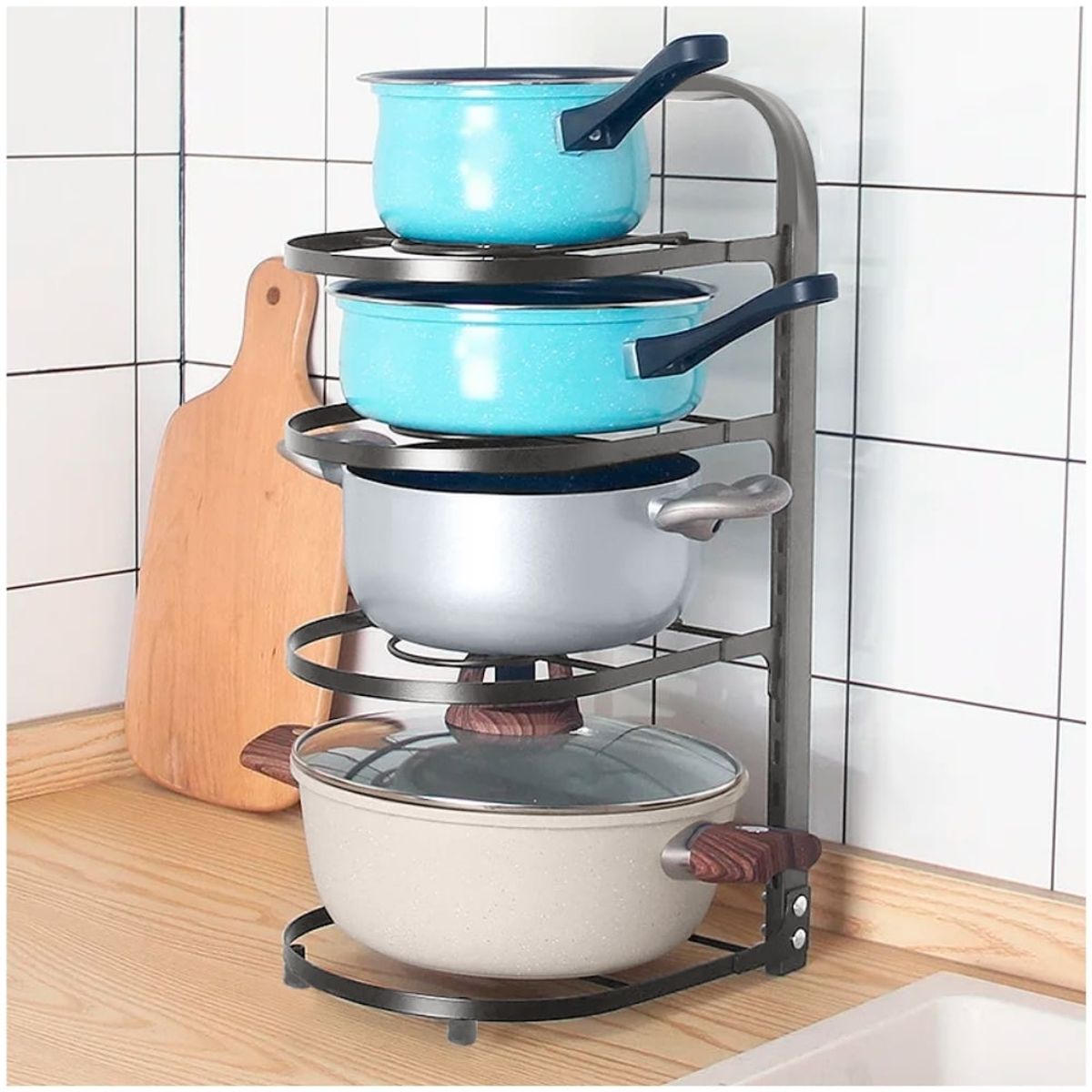 MINARI - Estante Organizador de Ollas Sartenes Tapas Ajustable para Cocina H41