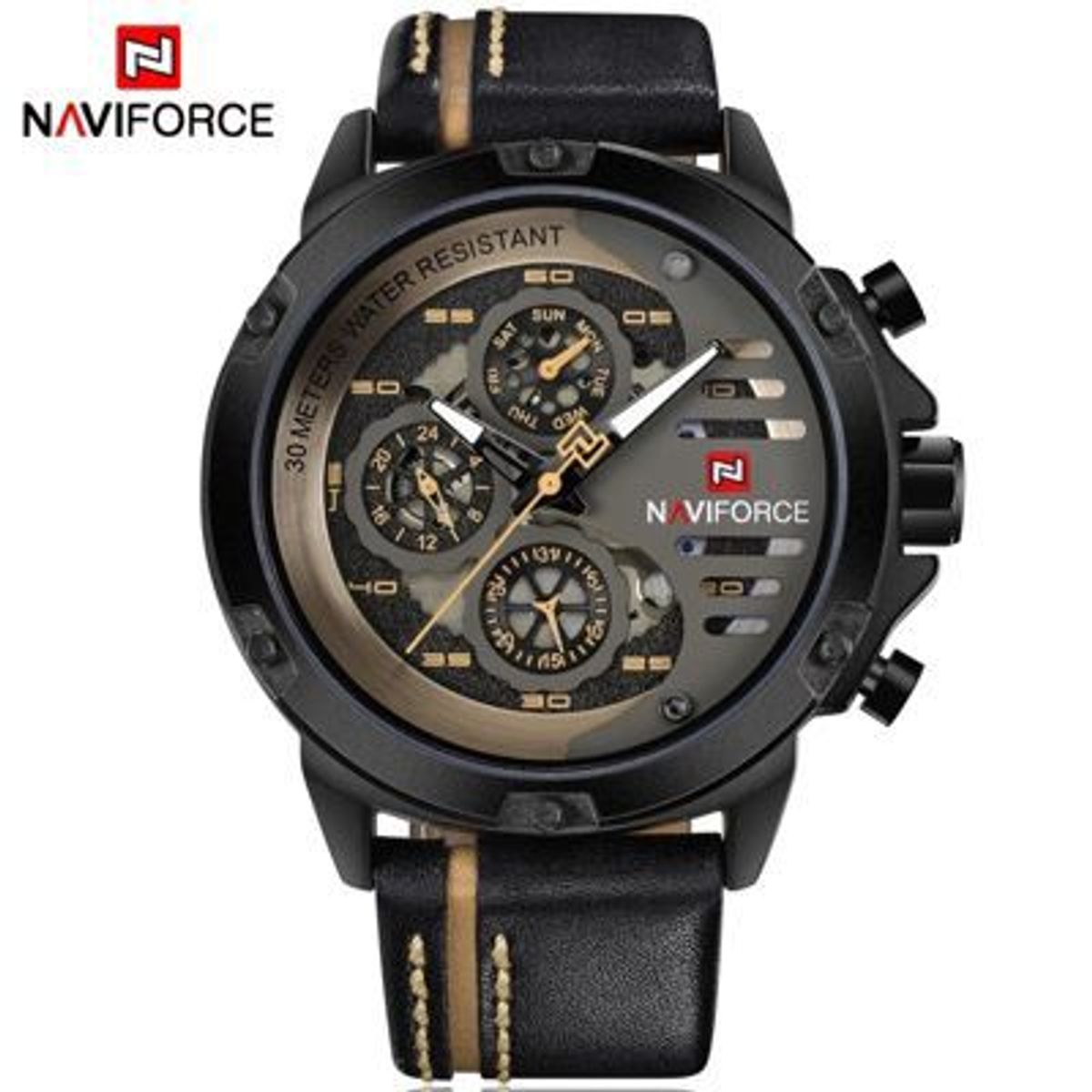 NAVIFORCE - Reloj Naviforce Acero Negro y Cuero Negro NAV-39