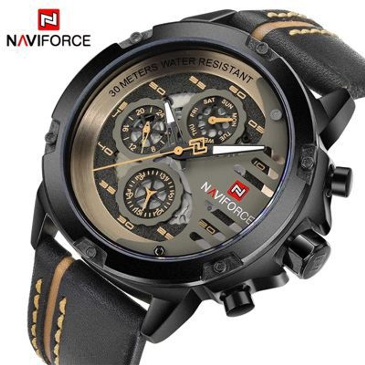 NAVIFORCE - Reloj Naviforce Acero Negro y Cuero Negro NAV-39