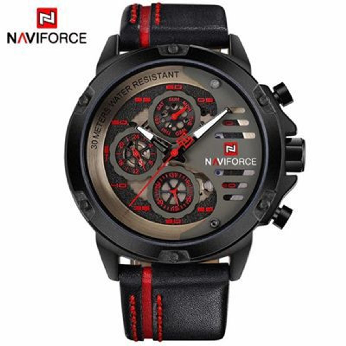 NAVIFORCE - Reloj Naviforce Acero Negro y Cuero Negro NAV-40