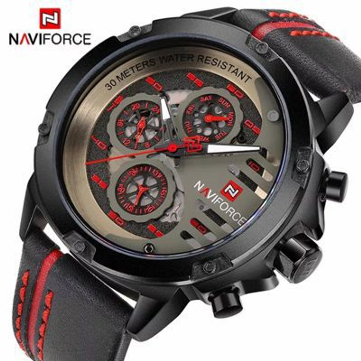 NAVIFORCE - Reloj Naviforce Acero Negro y Cuero Negro NAV-40