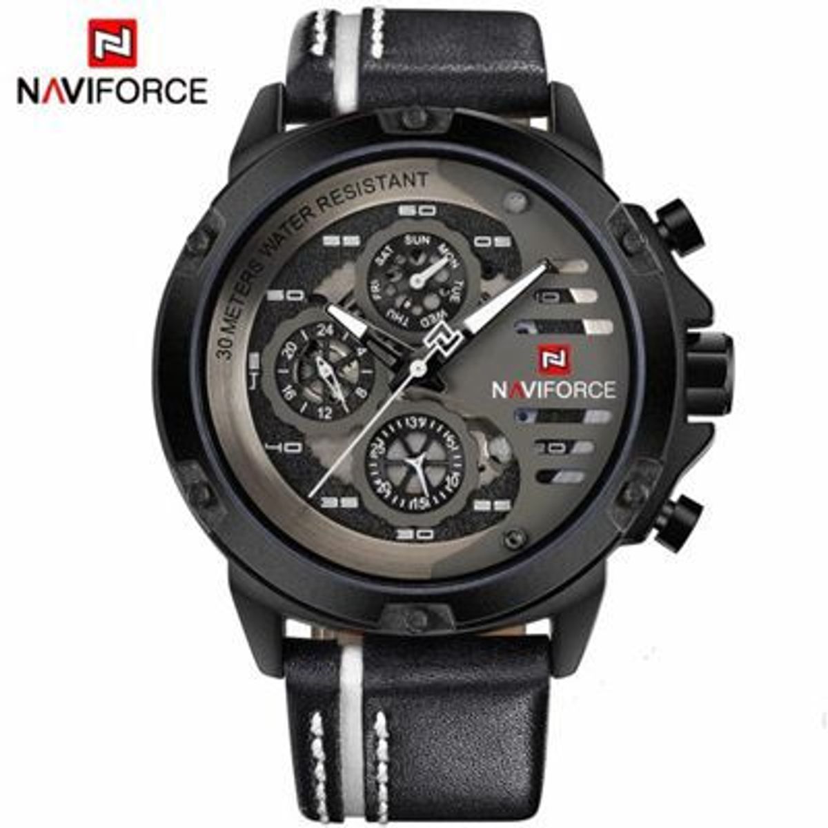 NAVIFORCE - Reloj Naviforce Acero Negro y Cuero Negro NAV-38