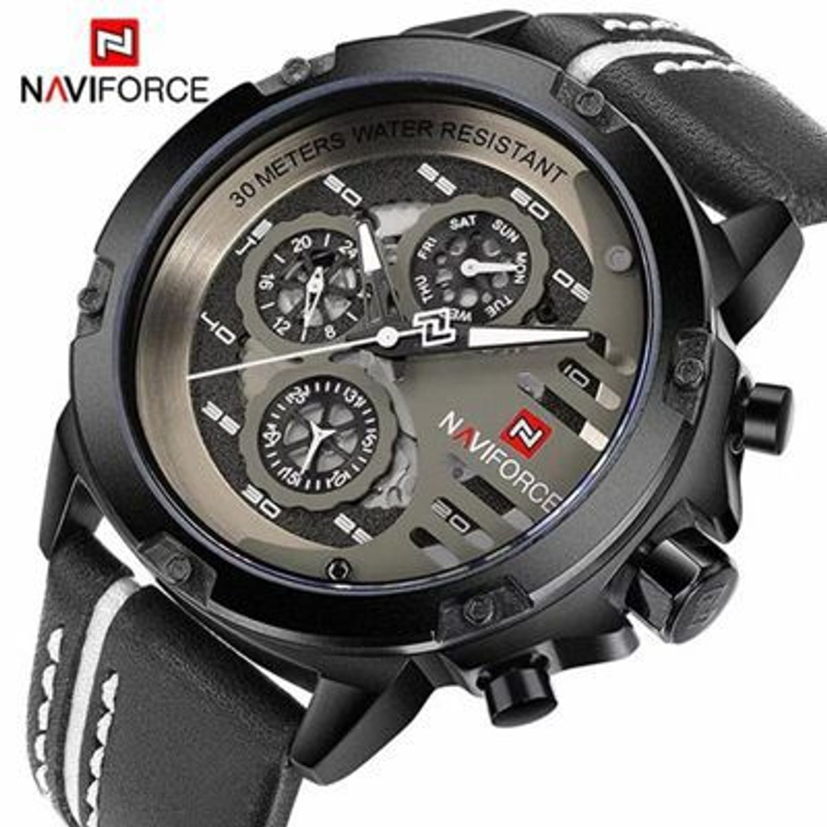 NAVIFORCE - Reloj Naviforce Acero Negro y Cuero Negro NAV-38