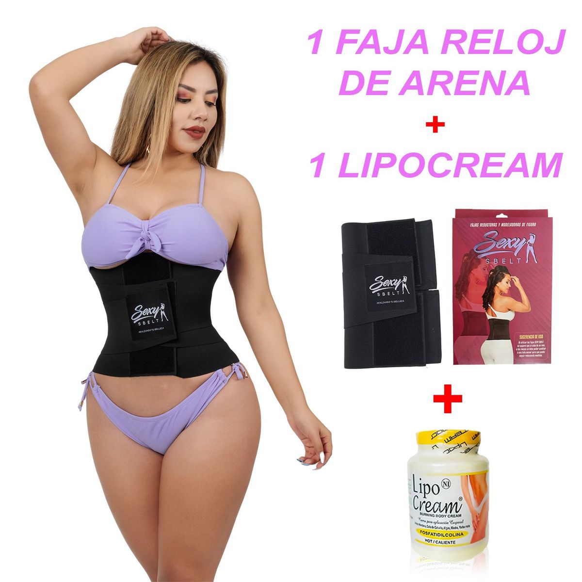 GENERICO - PACK Faja Reloj de Arena 5 Varillas Reduce Medidas Más Lipocream